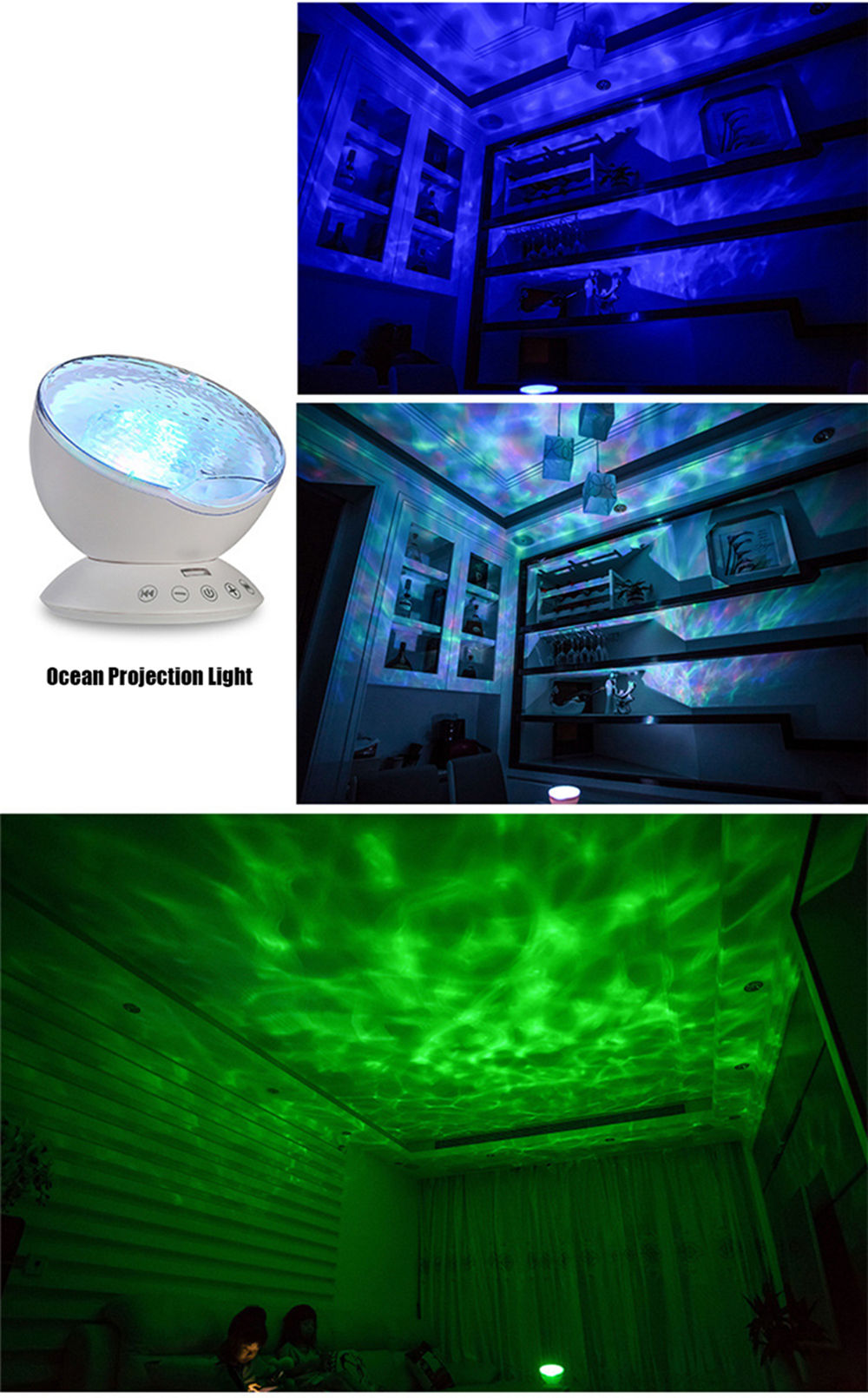 Hypnotic Ocean Projector Lantern Shooting Festival Gifts Containing Remote Controller - White