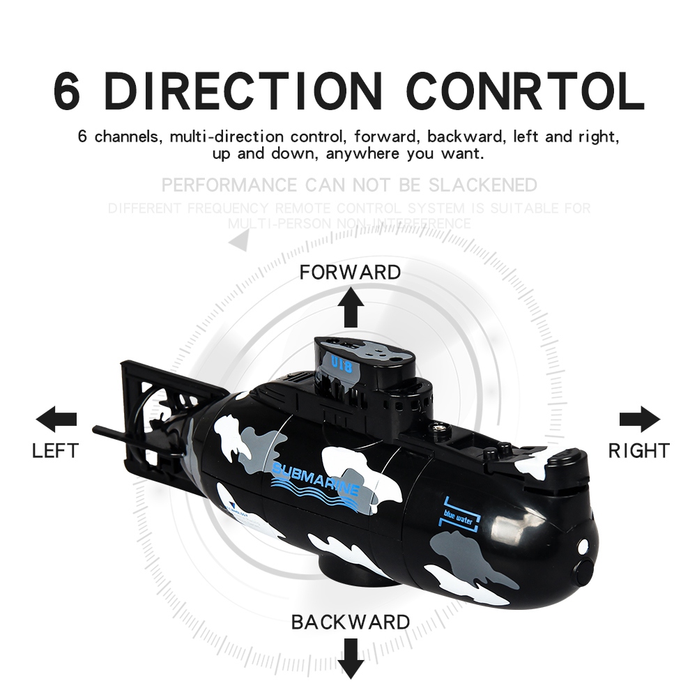 ShenQiWei 3311M Mini Electric RC Racing Submarine Boat Remote Control Toys For Kids - Black