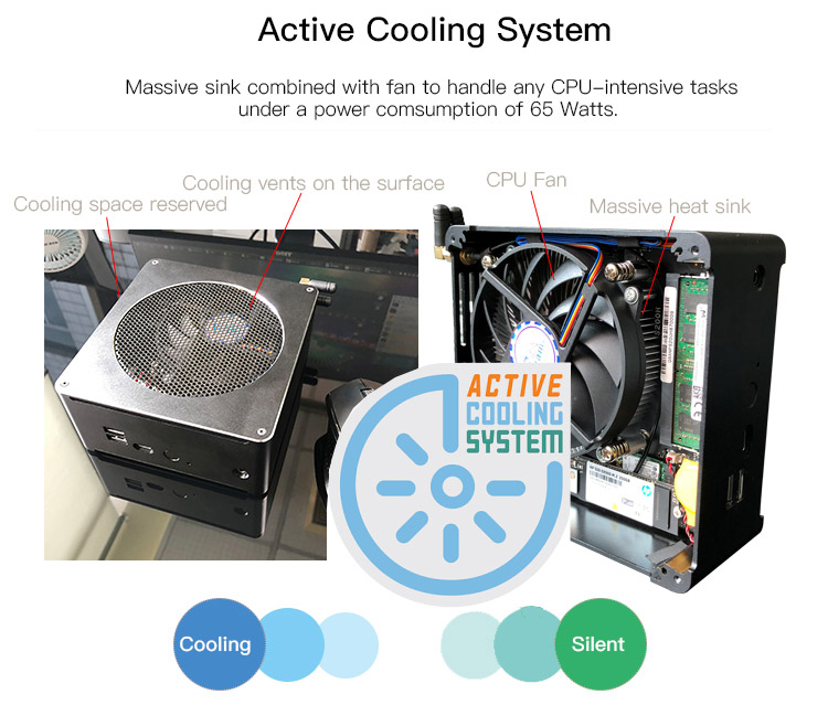 VORKE V8 Intel Core i7-8750H Mini PC 8GB DDR4 128GB NVME SSD Dual Band WiFi Gigabit LAN Bluetooth HDMI DP USB 3.0