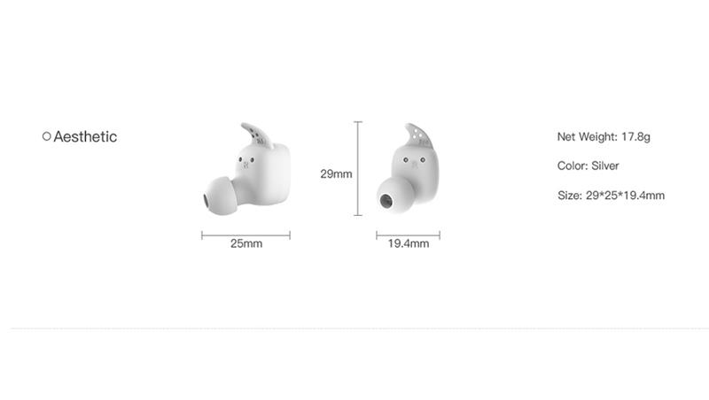 QCY T Vogue TWS Bluetooth 5.0 Earbuds About 4 Hours Working Time Noise Reduction - Silver