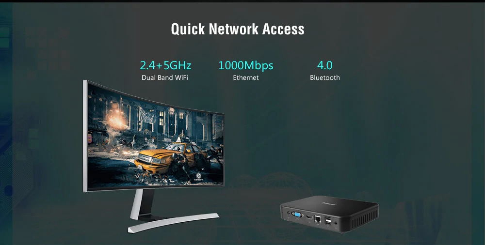 Jumper EZbox N4 Intel Gemini Lake N4100 Windows 10 4G DDR4 64GB SSD Mini PC Dual Band WiFi Gigabit LAN Bluetooth USB3.0*2