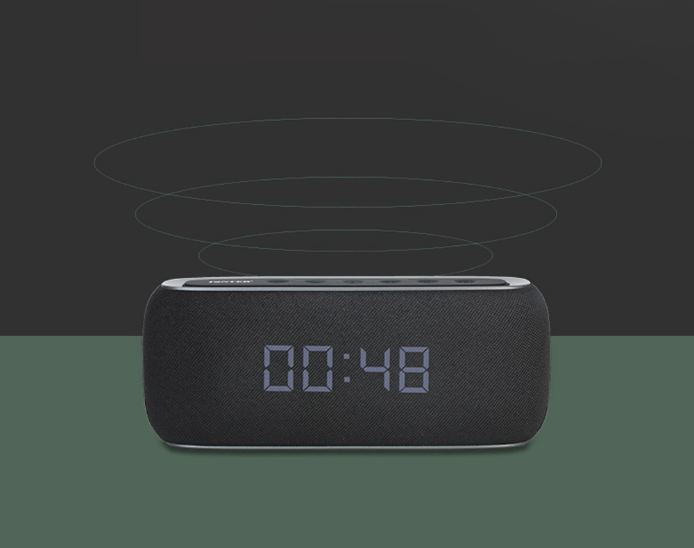 JONTER M46 Portable Bluetooth Speaker with Time Display FM Radio - Black