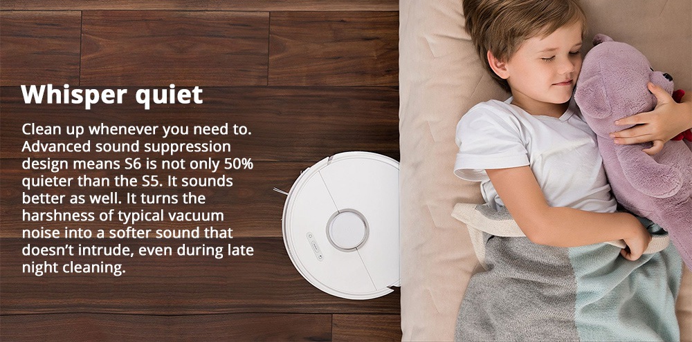 Roborock S6 Robot Vacuum Cleaner APP Virtual Wall 2000Pa Suction LDS Lidar Scanning 5200mAh Global Version - White