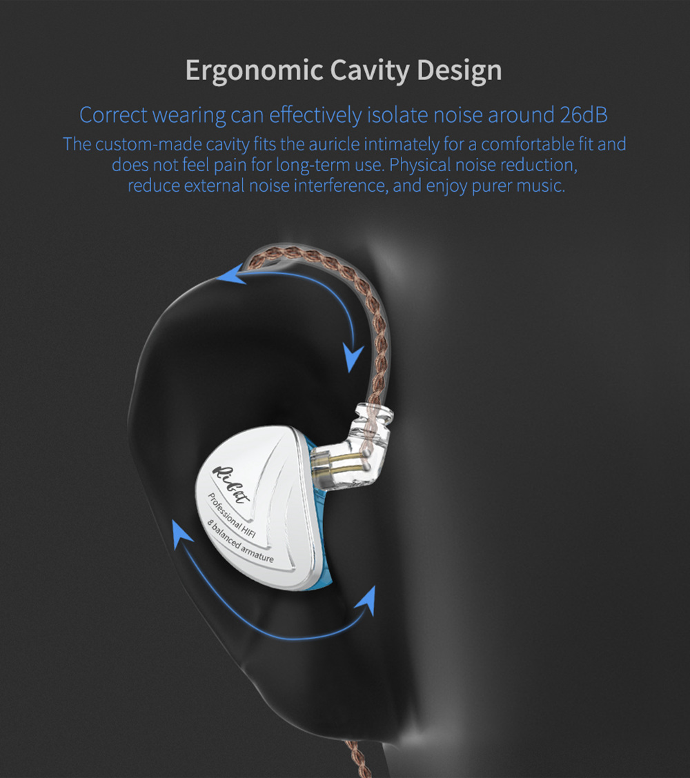 KZ AS16 Wired In-ear Earphone with Mic16BA Balanced Armature Units HIFI Bass Noise Cancelling - Blue