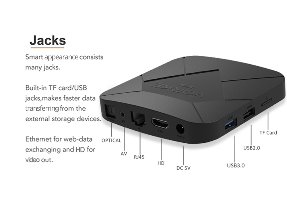 VORKE Z7 Allwinner H6 Android 9.0 4GB/64GB 6K TV Box WiFi LAN USB3.0