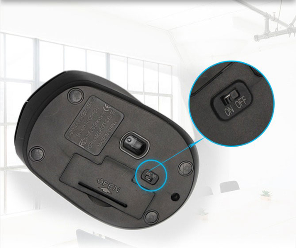 Ajazz 120I 1600DPI Adjustable 2.4G Wireless Mouse Office Gamer Ergonomics - Black