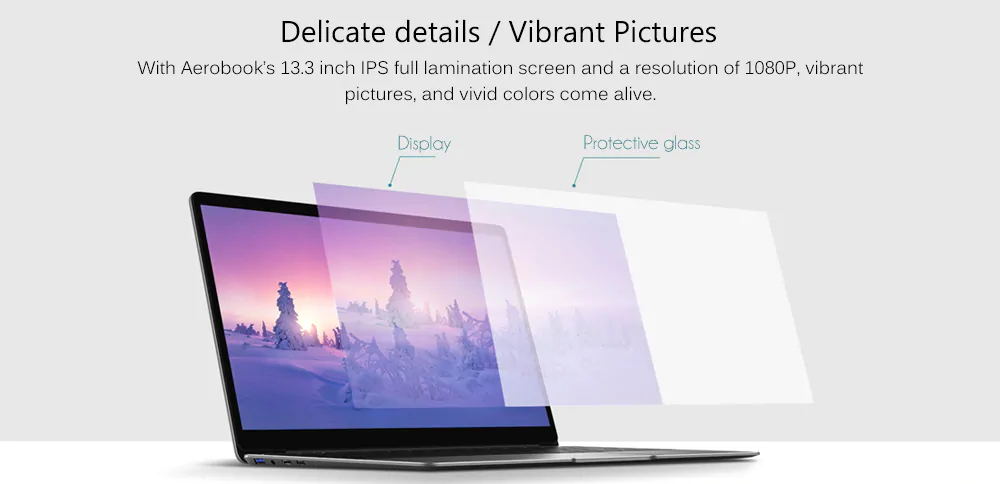 CHUWI AeroBook Laptop Intel Core M3-6Y30 Dual Core 13.3 Inch 1920*1010 8GB RAM 256GB SSD Windows 10 - Gray