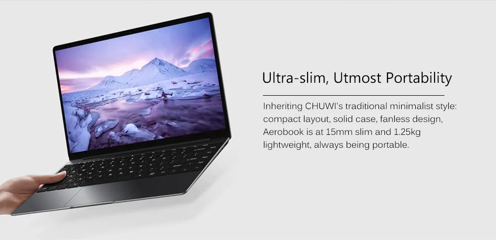 CHUWI AeroBook Laptop Intel Core M3-6Y30 Dual Core 13.3 Inch 1920*1010 8GB RAM 256GB SSD Windows 10 - Gray