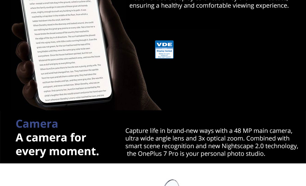 OnePlus 7 Pro Pop-up Camera 6.67 Inch 4G LTE Smartphone Snapdragon 855 8GB 256GB 48.0MP + 8.0MP + 16.0MP Triple Rear Cameras Android 9 In-display Fingerprint NFC Fast Charge Global ROM - Mirror Grey