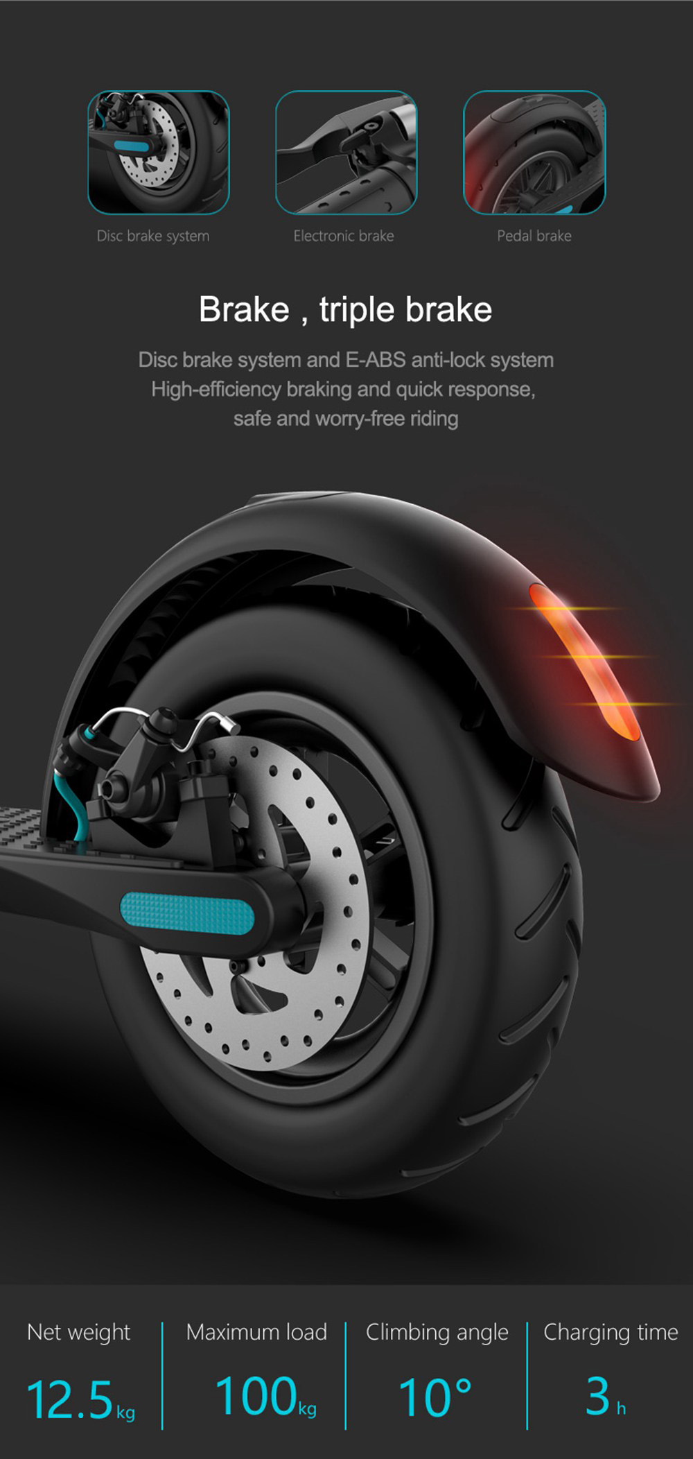 HX X7 Electric Foldable Scooter 350W Motor LCD Display 3 Speed Modes Max 25km/h IP54 Waterproof - Gray blue