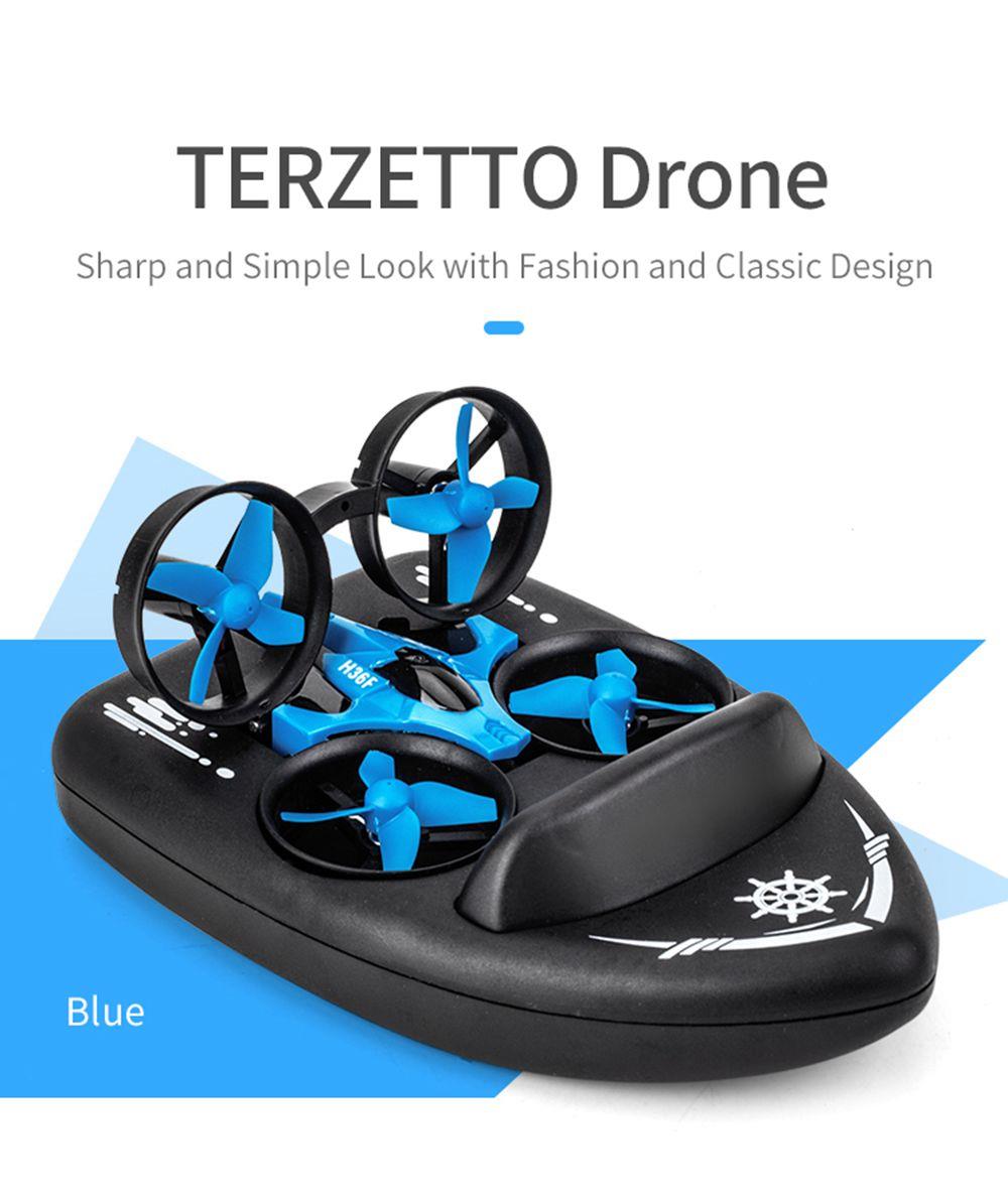 JJRC H36F Terzetto 3IN1 Flying Air Boat Land Driving Mode Detachable One Key Return RC Quadcopter RTF - One Battery