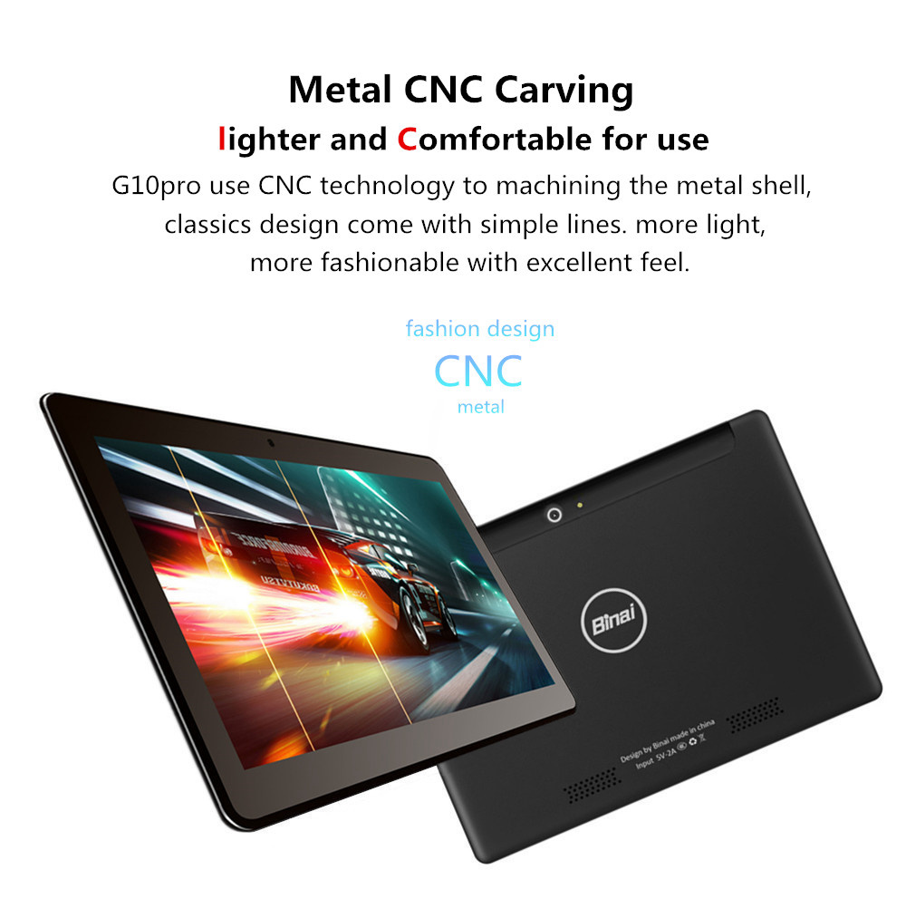 Binai G10Pro 4G Phablet MTK6797X Deca Core 10.1" 1920*1080 IPS 4GB RAM 64GB ROM Android 7.1 - Black