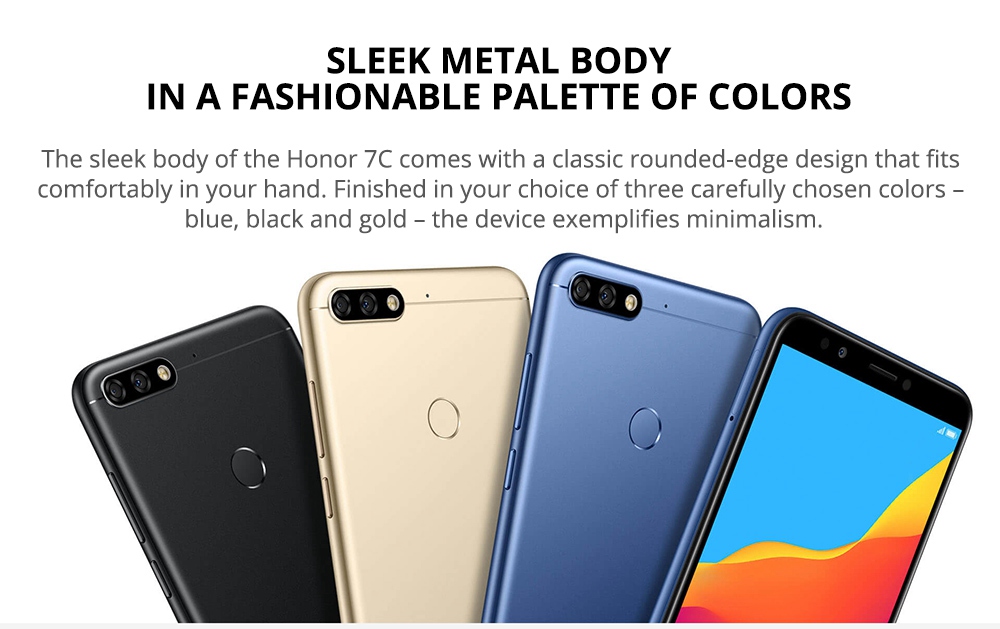 Huawei Honor 7C 5.99 Inch 4G LTE Smartphone Snapdragon 450 4GB 64GB 13.0MP+2.0MP Dual Rear Cameras Android 8.0 Touch ID Global ROM - Black
