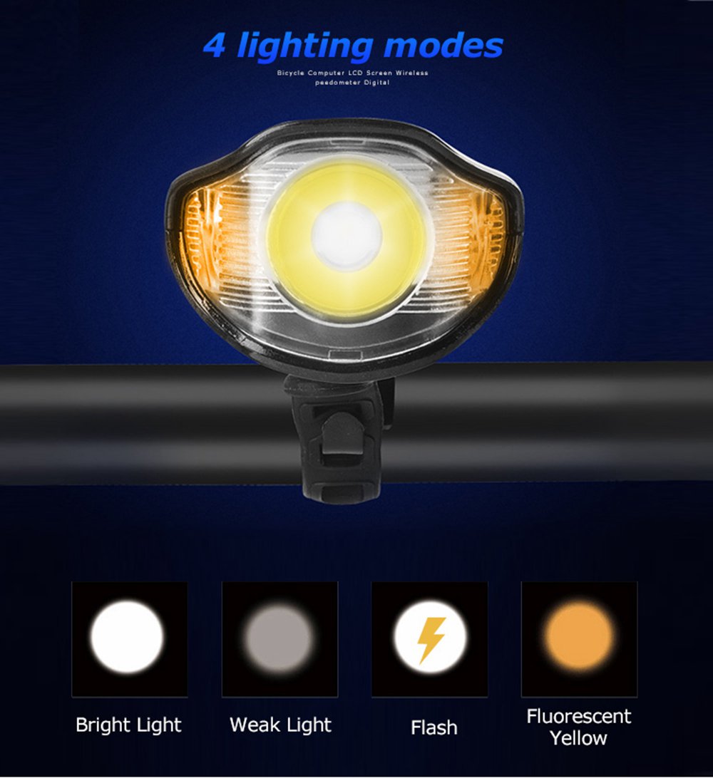 Waterproof Bicycle Light USB Charging With Horn Speed Meter LCD Screen - Blue