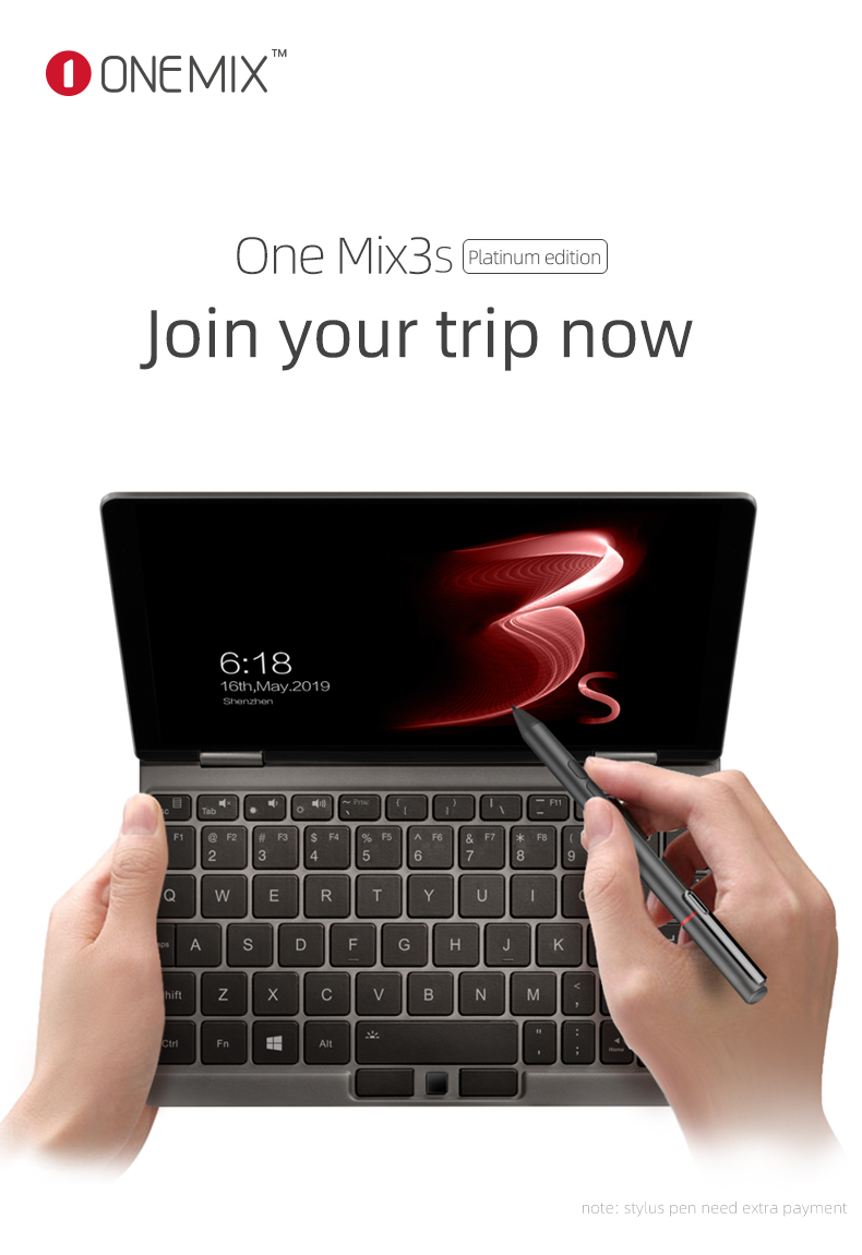 One Netbook One Mix 3S Yoga Pocket Laptop Intel Core i7-8500Y Quad Core 8.4" IPS Screen 2500*1600 Touch ID Windows 10 16GB DDR3 512GB PCI-E SSD - Platinum