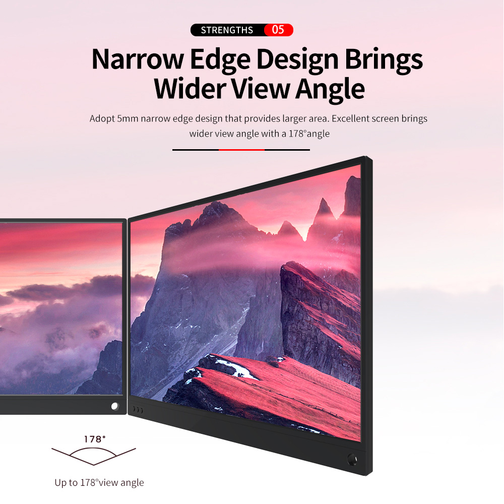 T-bao T15BT Portable Monitor 15.6 inch IPS HD 1920x1080 Touch Screen 3000mAh Battery LED Monitor with Leather Case for PS4/Xbox/Phone - Black