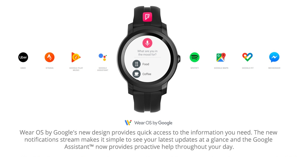 Ticwatch E2 Sports Smartwatch Wear OS by Google 1.39" AMOLED Display 5ATM Water Resistant Built-in GPS 24/7 Hours Heart Rate Monitor - Black