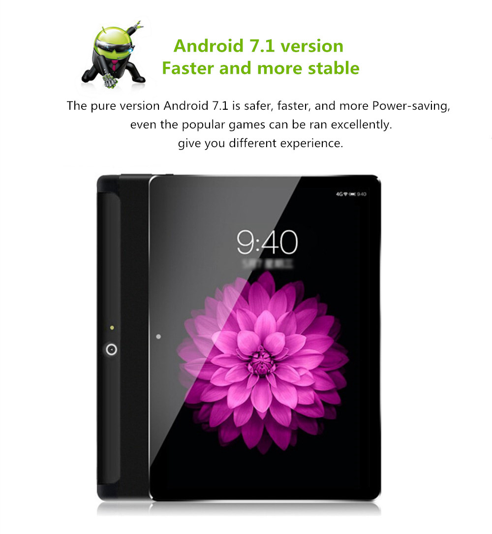 Binai G10Pro 4G Phablet MTK6797X Deca Core 10.1" 1920*1080 IPS 4GB RAM 64GB ROM Android 7.1 - Black