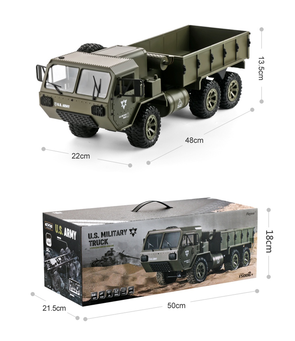 Fayee FY004A 2.4G 1/16 6WD Proportional Control US Army Military Truck RC Car With Canopy RTR