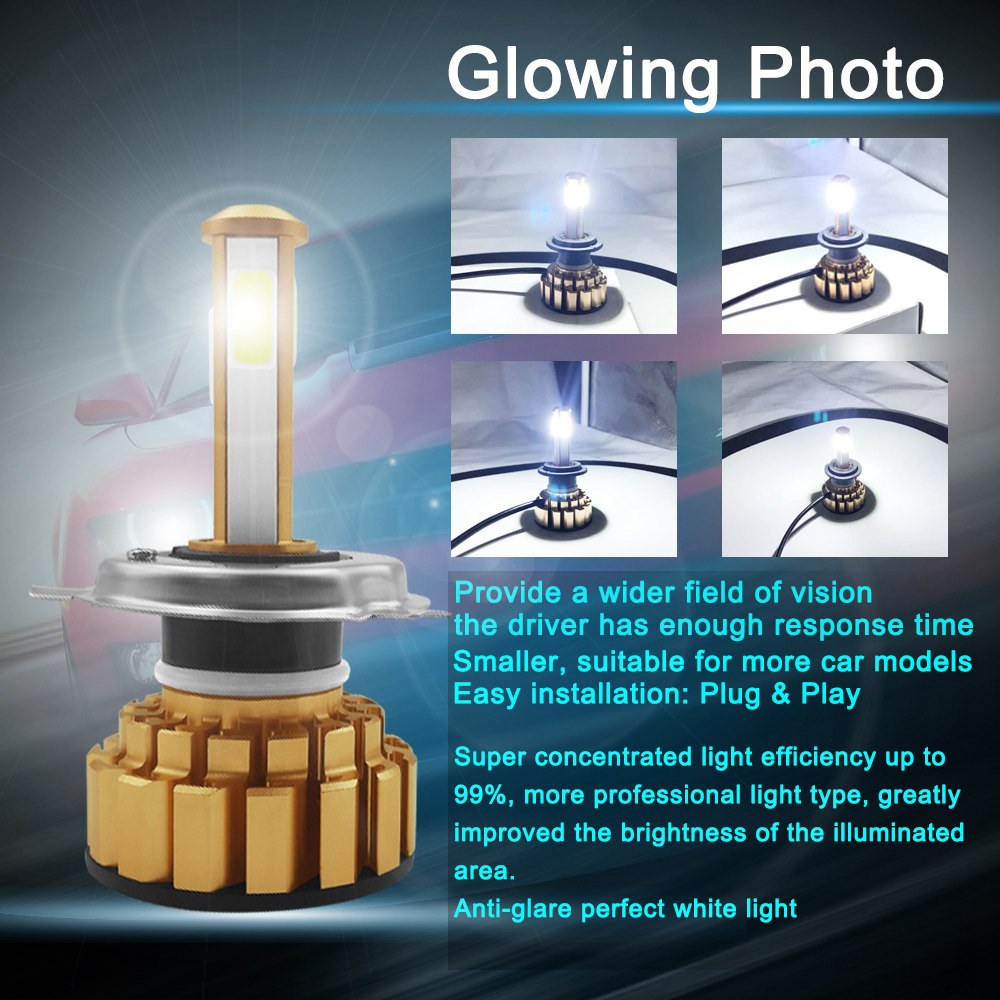G7-H4/9003/HB2 Car LED Headlight Bulb 80W 6000K 8000 Lumens Extremely Bright Chips Conversion Kit