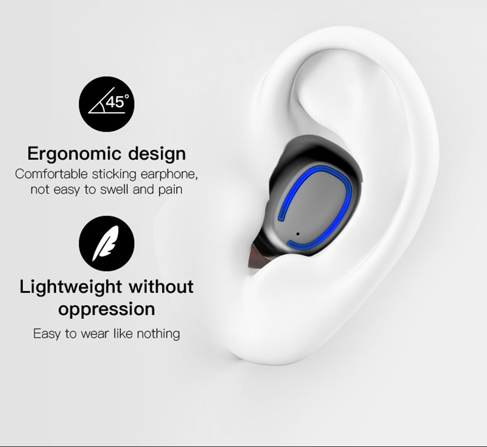 X11 TWS Bluetooth V5.0 IPX6 Wireless Earphones 6D HiFi Surround Sound Touch Control - Black