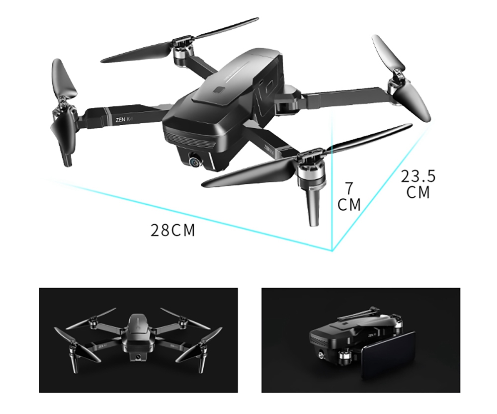 VISUO ZEN K1 4K 5G WIFI FPV GPS Foldable RC Drone With Dual Camera Switchable 50X Zoom 30mins Flying Time - Three Battery