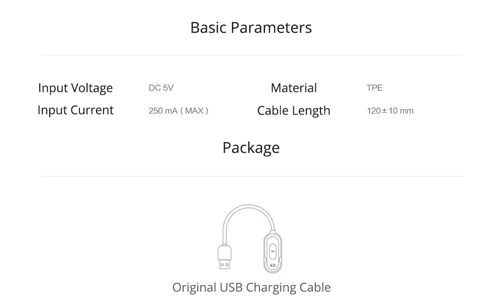 Xiaomi Mi Band 4 Smart Bracelet Original USB Charging Cable - Black
