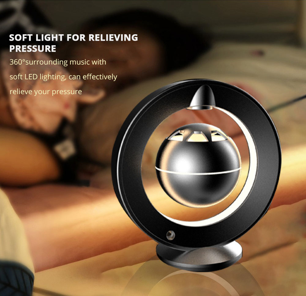 M1 Bluetooth Magnetic Suspension Speaker HD Surround Sound LED Light Base - Black