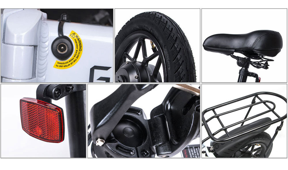 Samebike YINYU14 Folding Smart Bicycle Moped Electric Bike 250W Motor Max 30km/h 14 Inch Tire - White