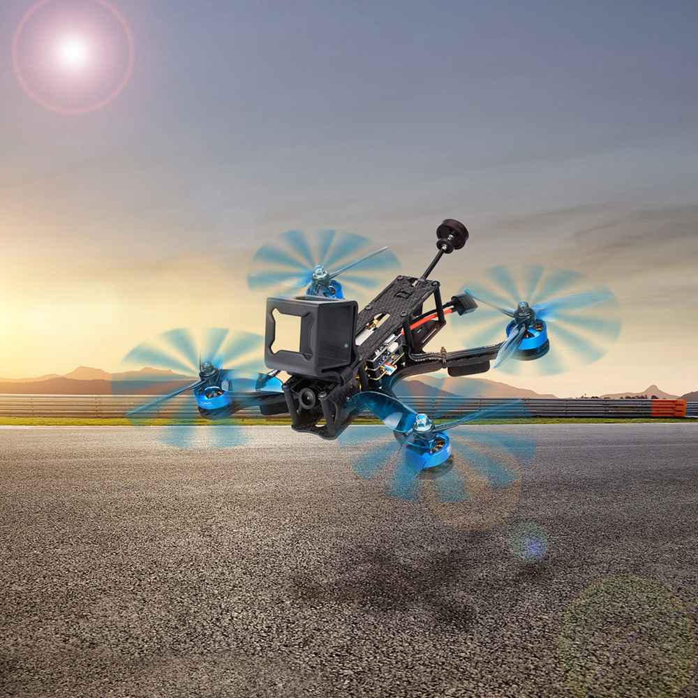 HumQuad HX220 220mm 2-5S FPV Racing Drone F4 V3 FC 4IN1 30A BLHELI_S ESC w/600mW VTX 800TVL Cam BNF - Frsky LBT Receiver