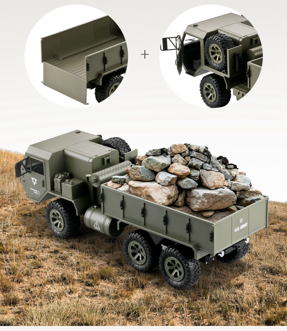 Fayee FY004A 2.4G 1/16 6WD Proportional Control US Army Military Truck RC Car With Canopy RTR