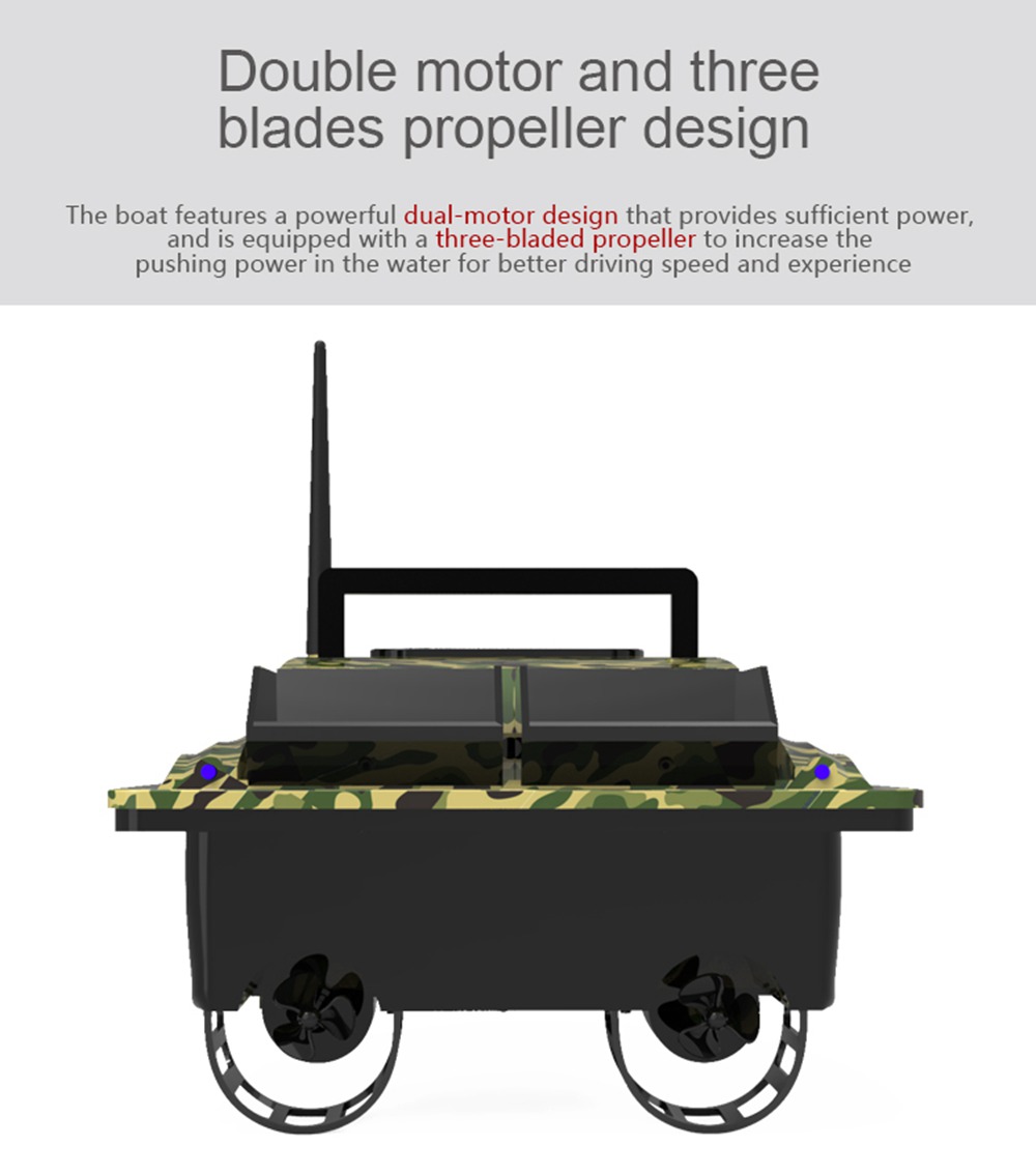 Flytec V007 2.4G Dual Motor Intelligent Remote Control 500m Fishing Finder Bait RC Boat RTR - Green