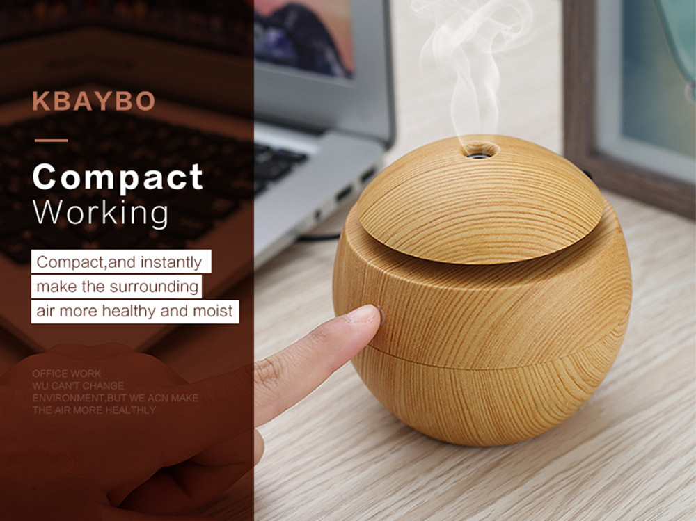 USB Aroma Essential Oil Diffuser Cool Mist Humidifier Air Purifier 7 Colors LED Lamp for Office Home - Brown
