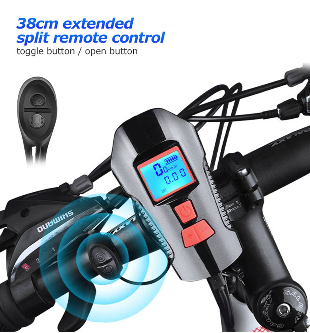 Waterproof Bicycle Light USB Charging With Horn Speed Meter LCD Screen - Blue
