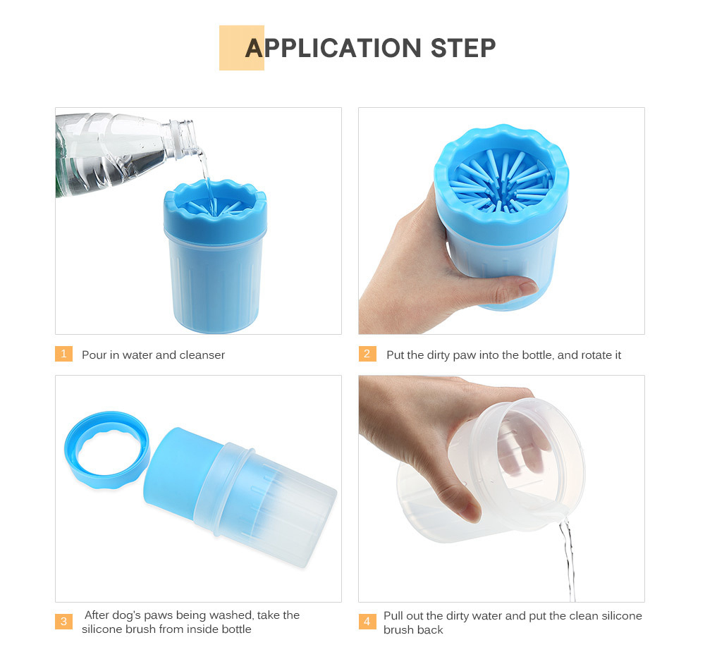 Paw Washer Cup For Dogs Cats Pet Plastic Cleaning Tool - Size S Blue