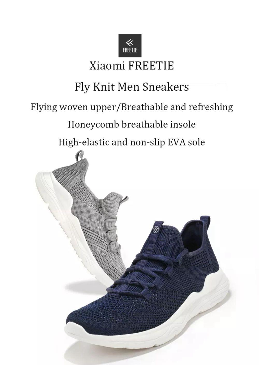 Xiaomi FREETIE Men's Light Breathable Woven Elastic EVA Sneakers Running Shoes EU41 - Navy