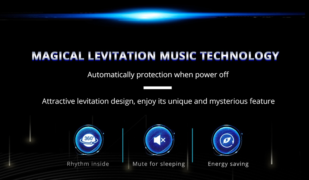 M1 Bluetooth Magnetic Suspension Speaker HD Surround Sound LED Light Base - Black