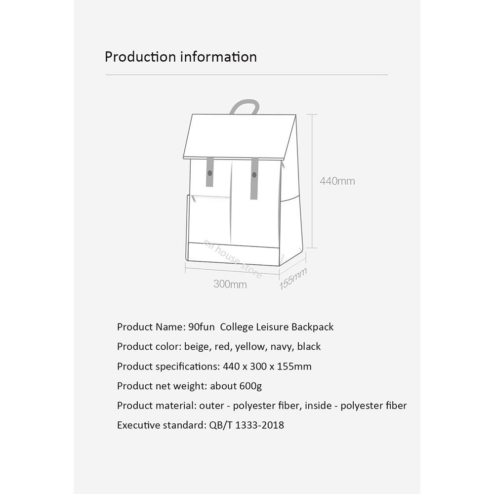 Xiaomi 90fun College Leisure Backpack 13L Large Capacity Unisex Computer Bag - Navy Blue