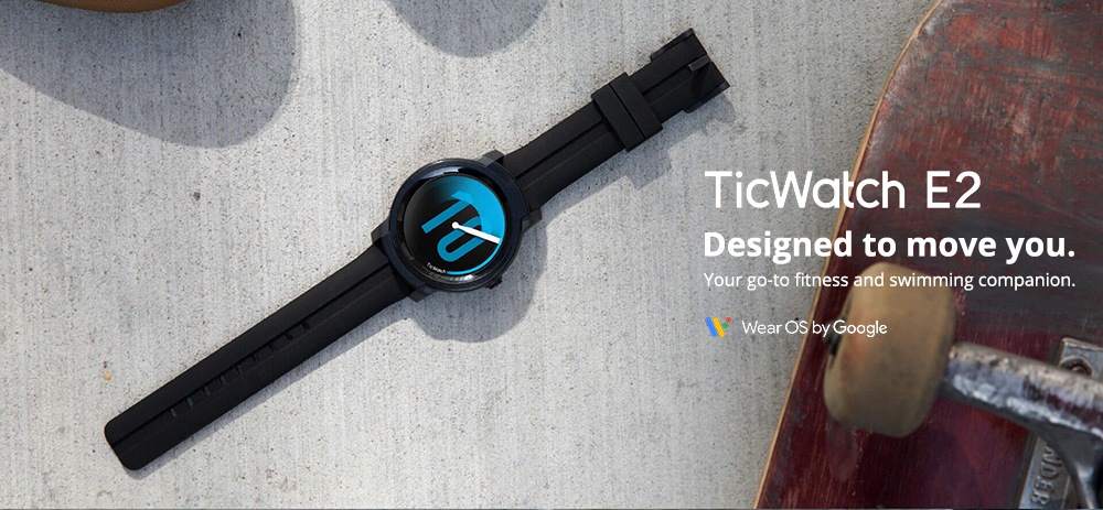 Ticwatch E2 Sports Smartwatch Wear OS by Google 1.39" AMOLED Display 5ATM Water Resistant Built-in GPS 24/7 Hours Heart Rate Monitor - Black