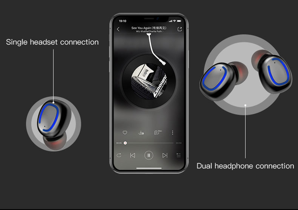 X11 TWS Bluetooth V5.0 IPX6 Wireless Earphones 6D HiFi Surround Sound Touch Control - Black