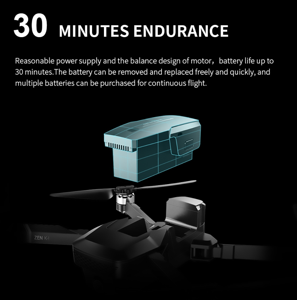 VISUO ZEN K1 4K 5G WIFI FPV GPS Foldable RC Drone With Dual Camera Switchable 50X Zoom 30mins Flying Time - Three Battery
