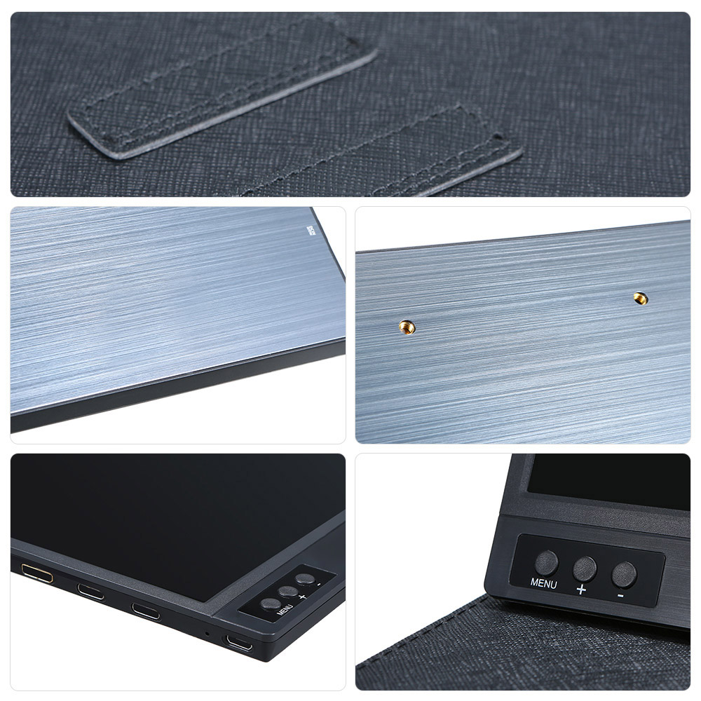 T-bao T15BT Portable Monitor 15.6 inch IPS HD 1920x1080 Touch Screen 3000mAh Battery LED Monitor with Leather Case for PS4/Xbox/Phone - Black