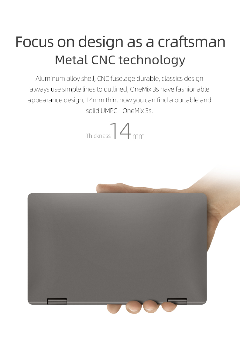 One Netbook One Mix 3S Yoga Pocket Laptop Intel Core i7-8500Y Quad Core 8.4" IPS Screen 2500*1600 Touch ID Windows 10 16GB DDR3 512GB PCI-E SSD - Platinum