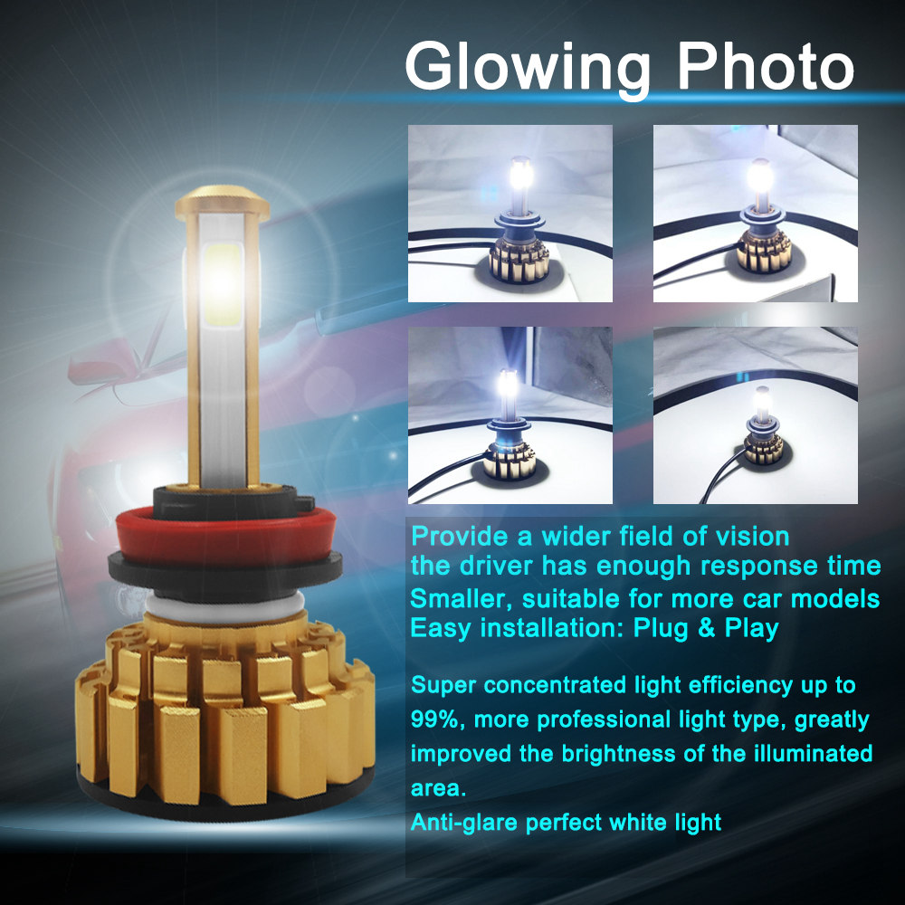 G7-H8/H9/H11 Car LED Headlight Bulb 80W 6000K 8000 Lumens Extremely Bright Chips Conversion Kit