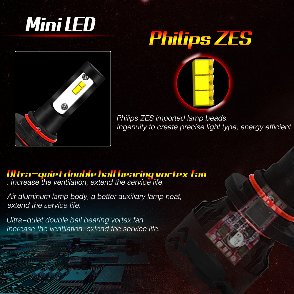 Mini8-HB4/9006 Car LED Headlight Bulb 50W IP68 6000K 9600 Lumens Extremely Bright Chips Conversion Kit