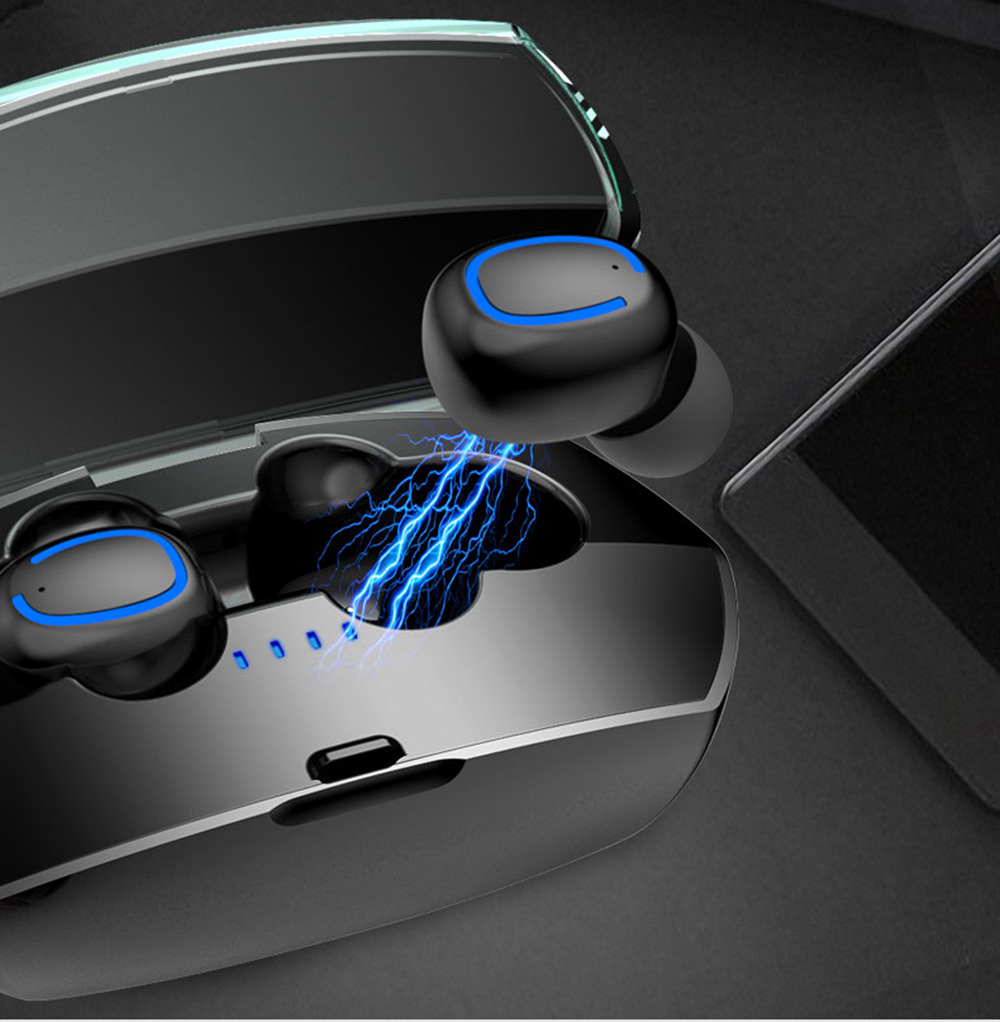 X11 TWS Bluetooth V5.0 IPX6 Wireless Earphones 6D HiFi Surround Sound Touch Control - Black