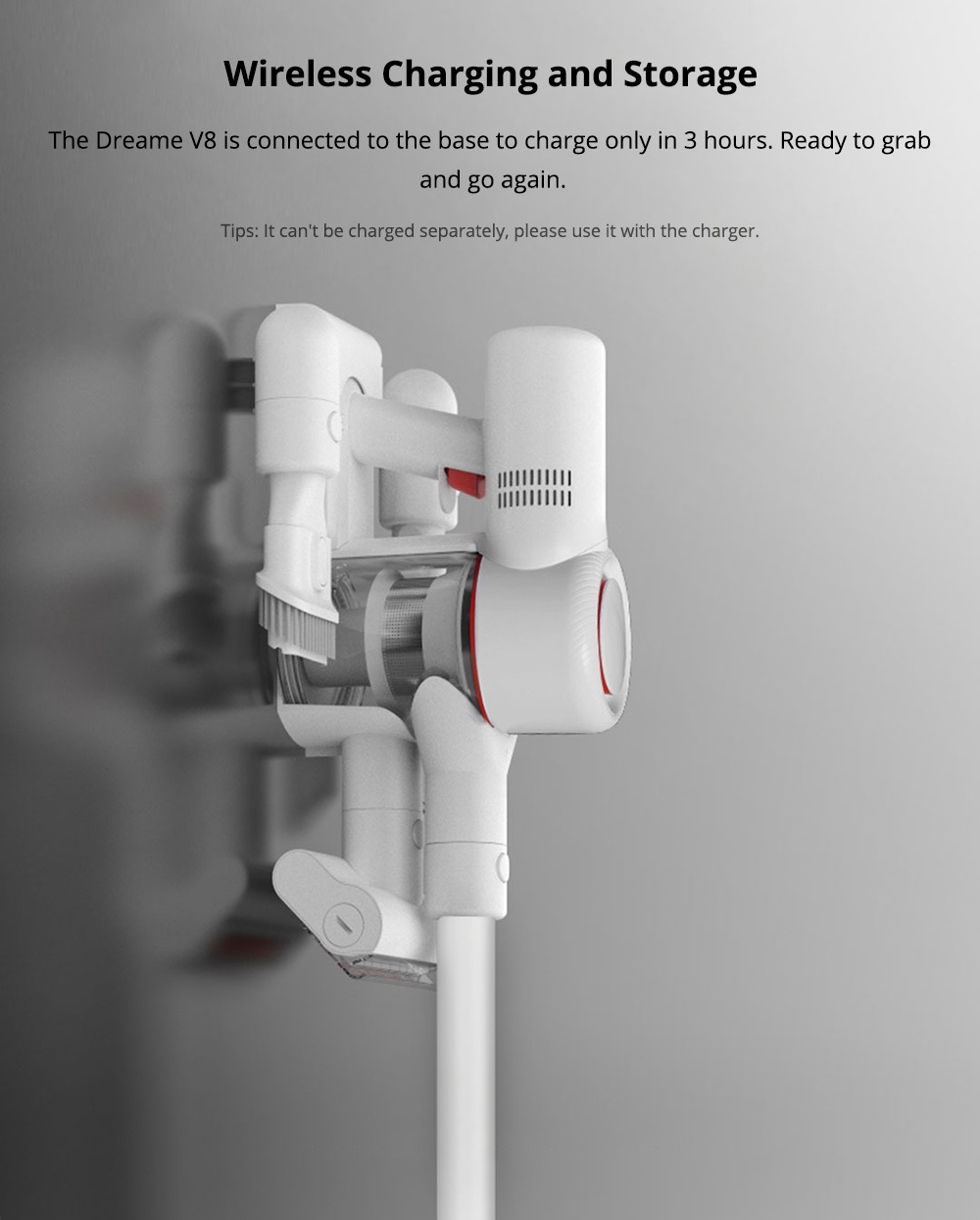 Xiaomi Dreame V8 Cordless Stick Vacuum Cleaner 18000 Pa Suction 45 Minutes Anti-winding Hair Mite Cleaning Chinese Version - White
