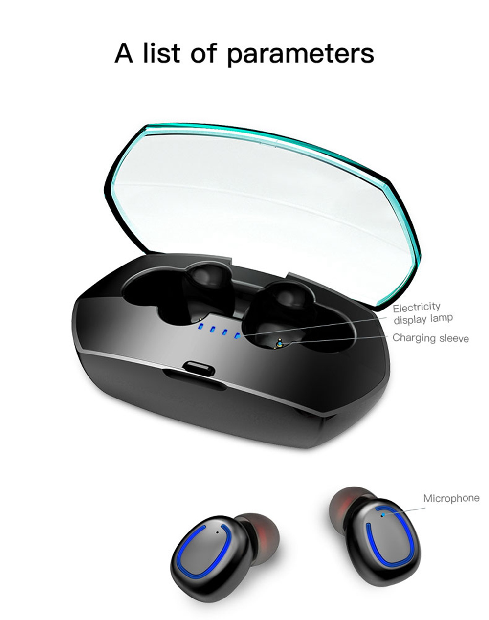 X11 TWS Bluetooth V5.0 IPX6 Wireless Earphones 6D HiFi Surround Sound Touch Control - Black