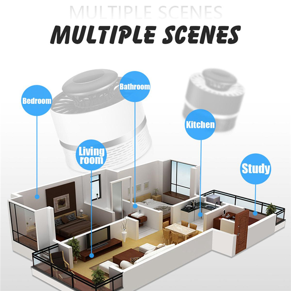 Pest Control Mosquito Killer Lamp LED Light Bug Zapper Fly Lamp Trap - Black