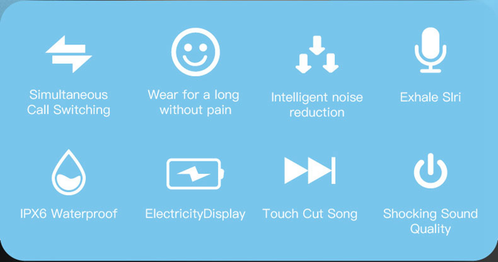 X11 TWS Bluetooth V5.0 IPX6 Wireless Earphones 6D HiFi Surround Sound Touch Control - Black